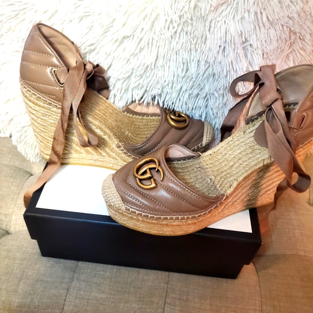 GUCCI Marmont Pillar Porcelain Rose espadrilles